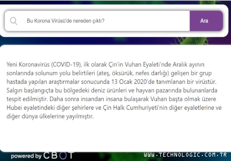 CBOT, Korona Virüs,corona, covid 19, NLP teknolojisi,Koronabot,Mete Aktaş,
